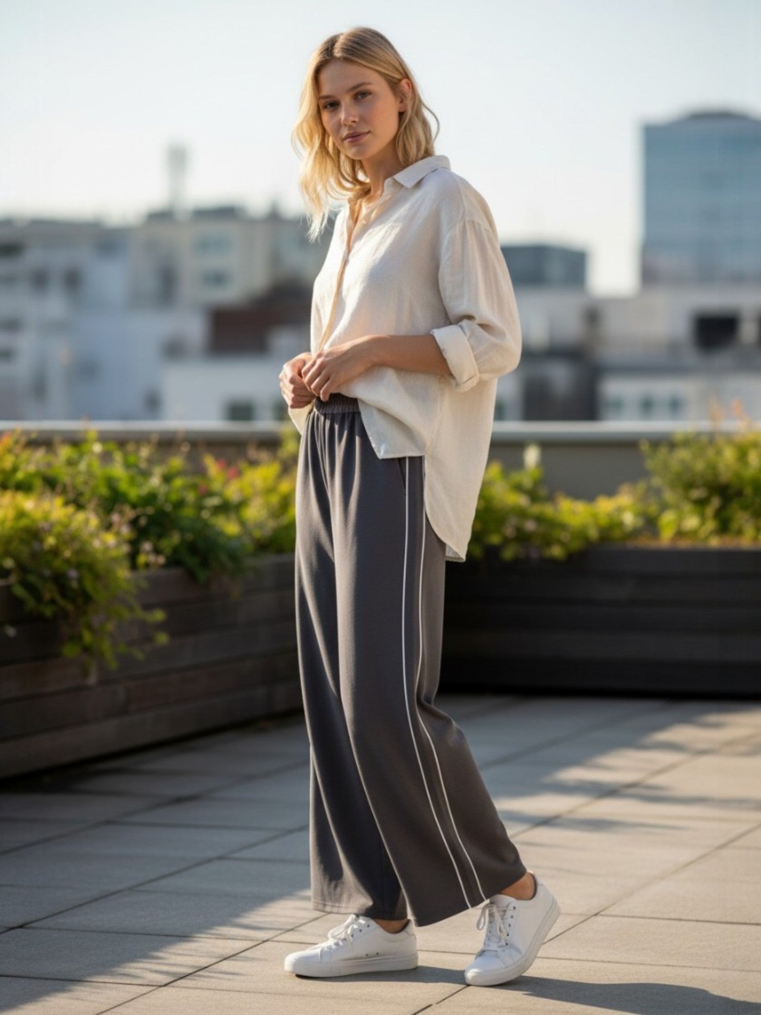 配色パイピングパンツ