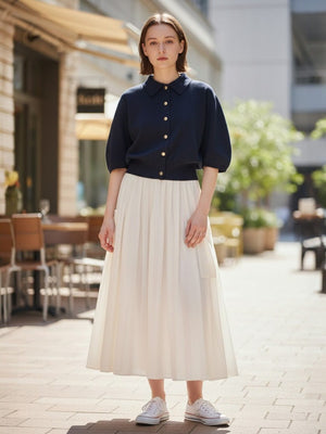 衿付きニットカーディガン