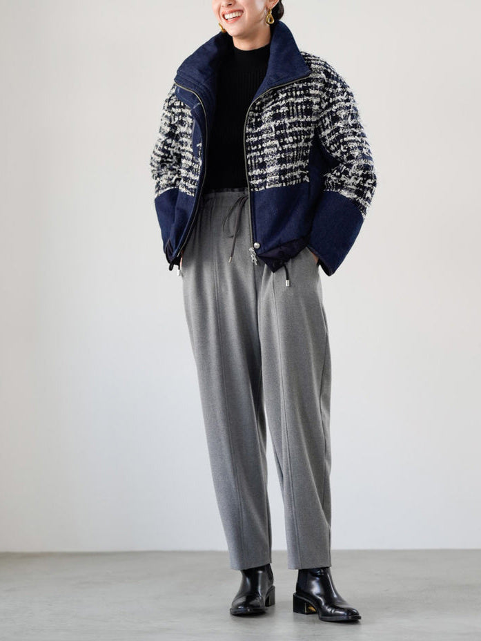 Lamé tweed puffer coat