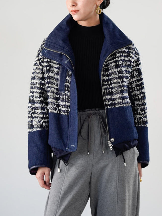 Lamé tweed puffer coat