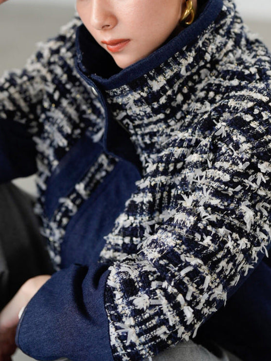 Lamé tweed puffer coat