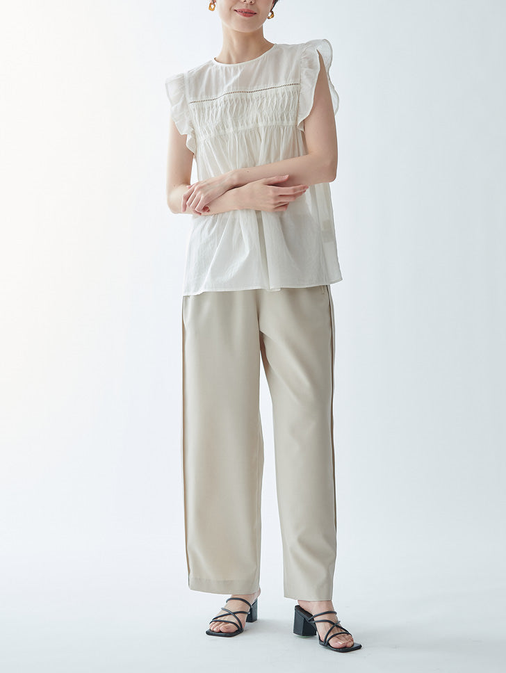 Color-blocked piping pants