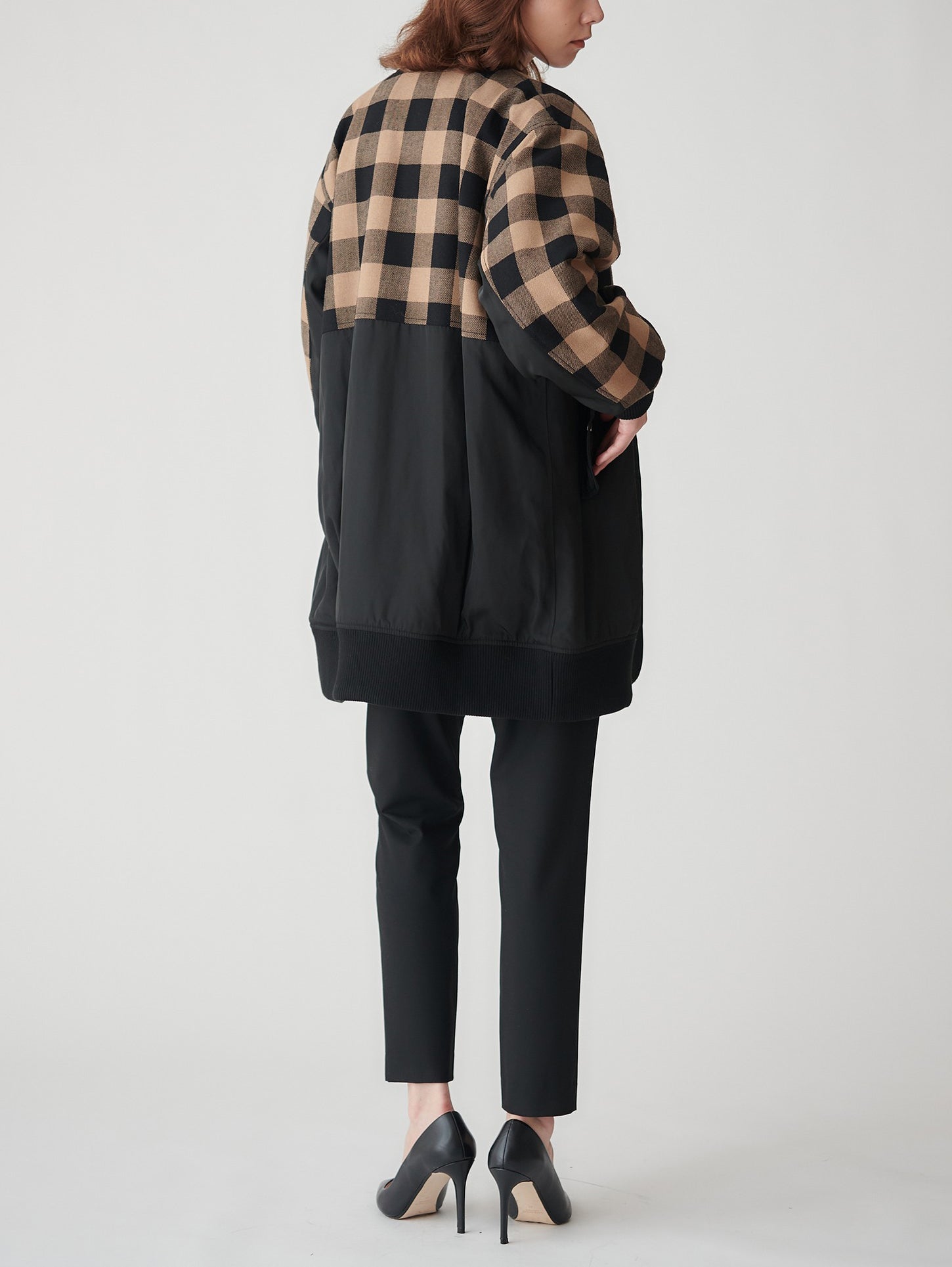 Block Check Long Blouson