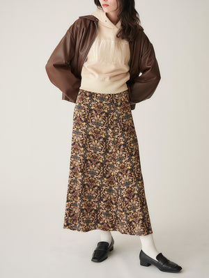 Art Flower Print Skirt
