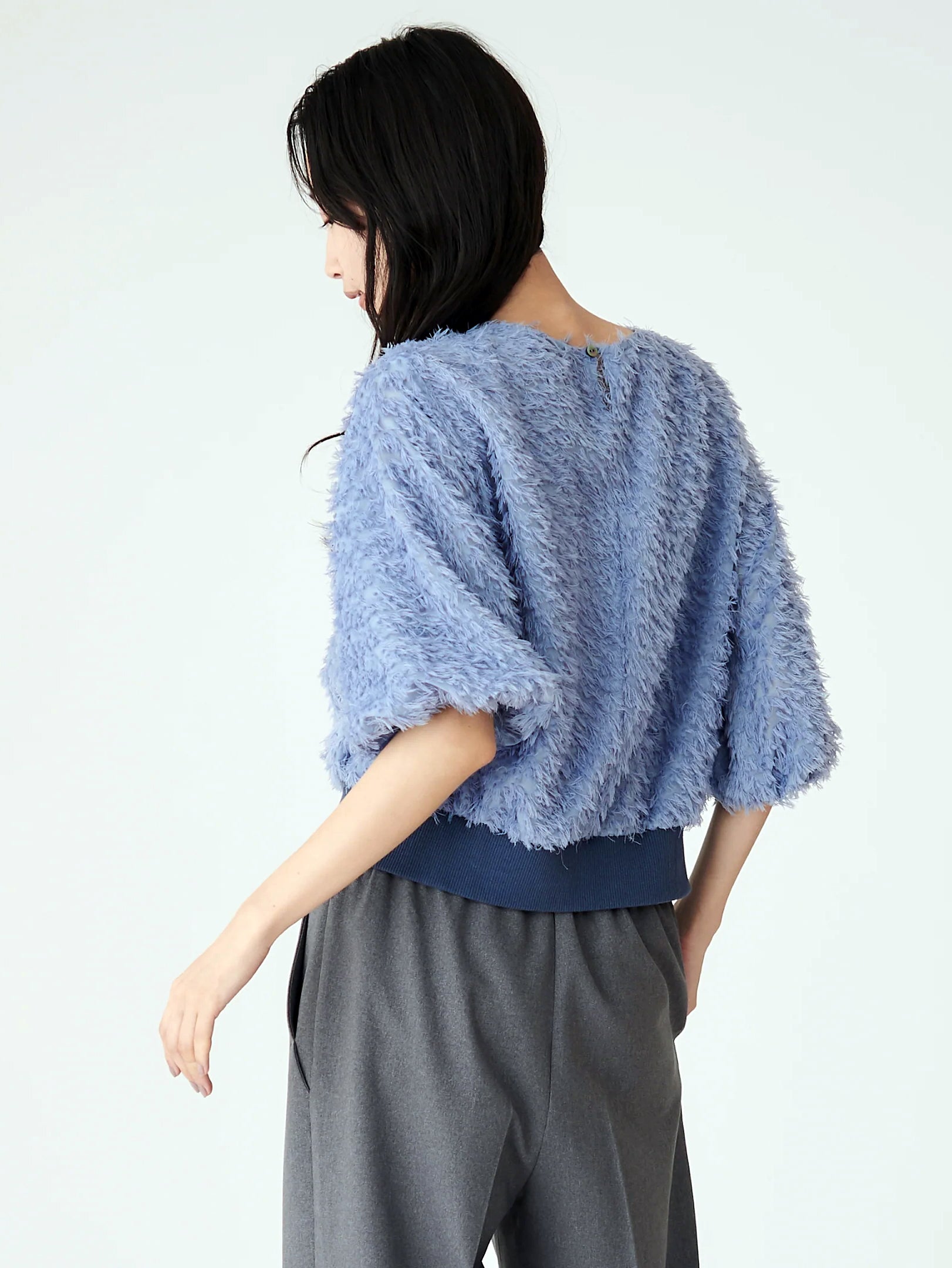 Feather cut jacquard pullover