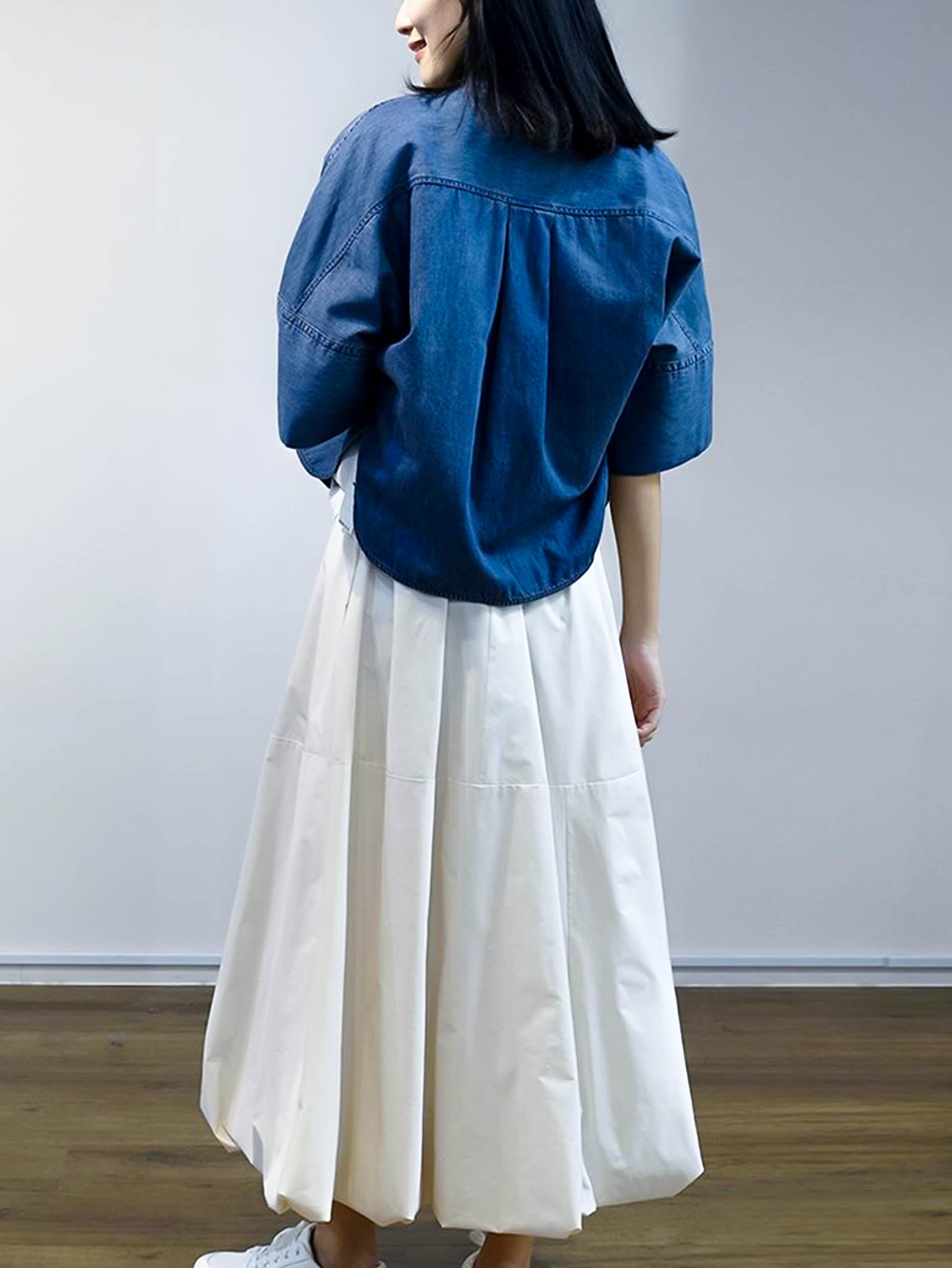 Band collar dungaree shirt