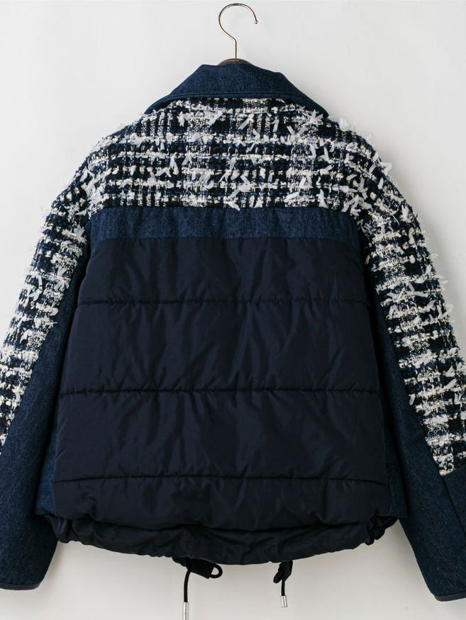 Lamé tweed puffer coat