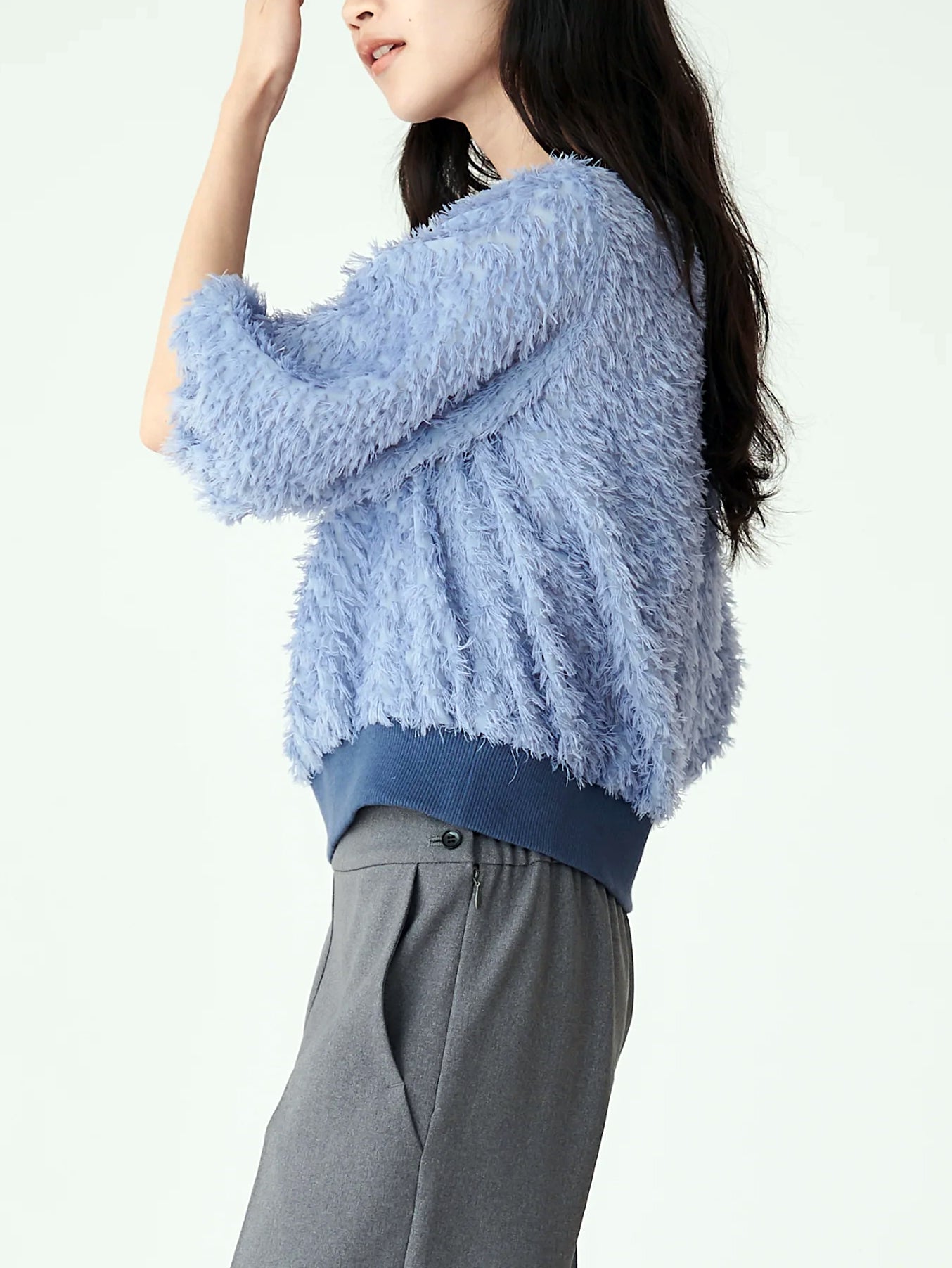 Feather cut jacquard pullover