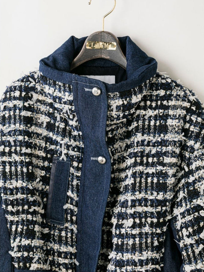 Lamé tweed puffer coat