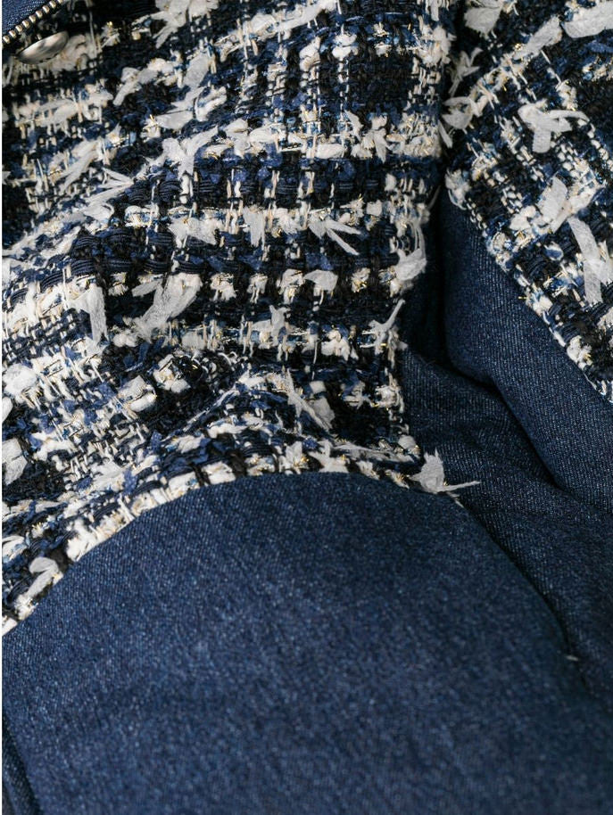 Lamé tweed puffer coat