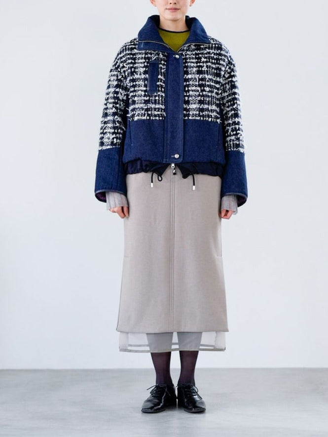 Lamé tweed puffer coat