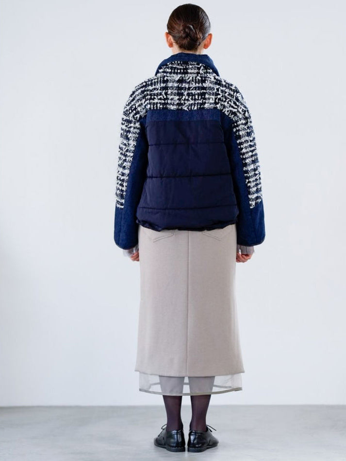 Lamé tweed puffer coat
