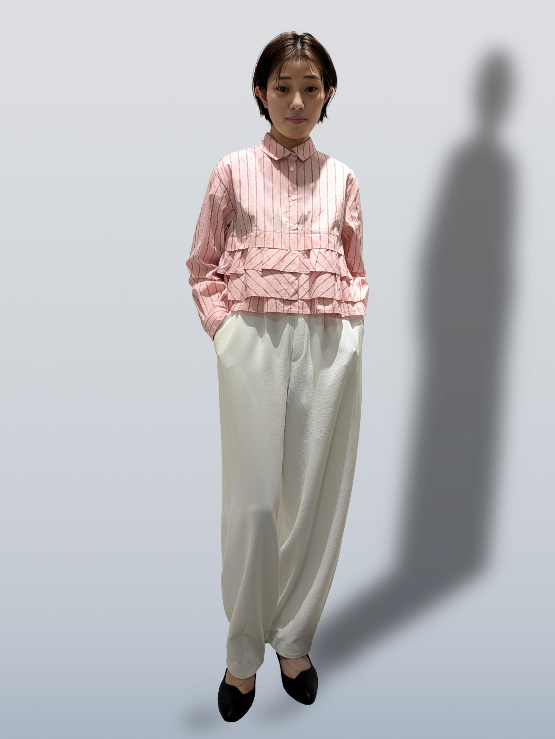 Frill striped blouse