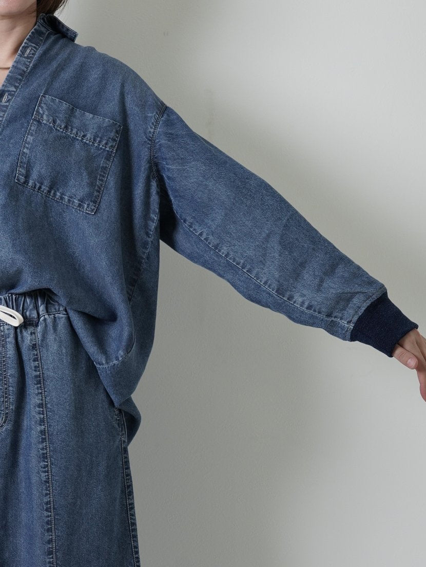 バックシャンテンセルデニムシャツ