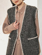 Herringbone tweed long gilet