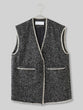 Herringbone tweed long gilet