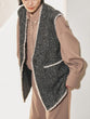 Herringbone tweed long gilet