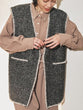 Herringbone tweed long gilet