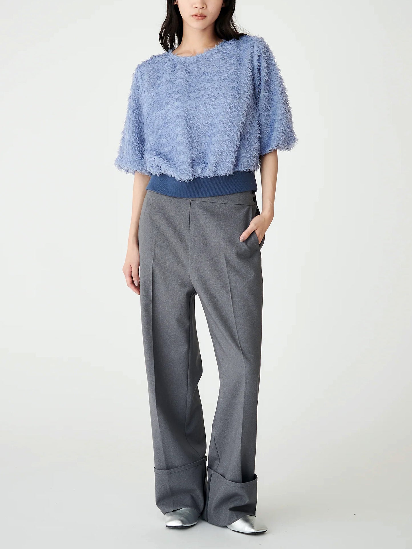 Feather cut jacquard pullover