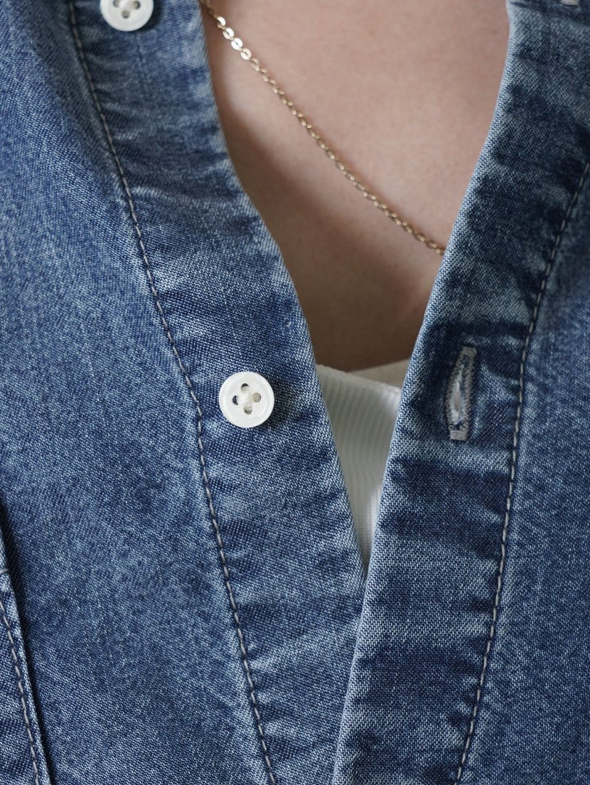 バックシャンテンセルデニムシャツ