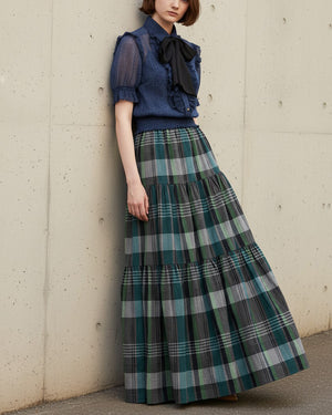 Checked tiered skirt