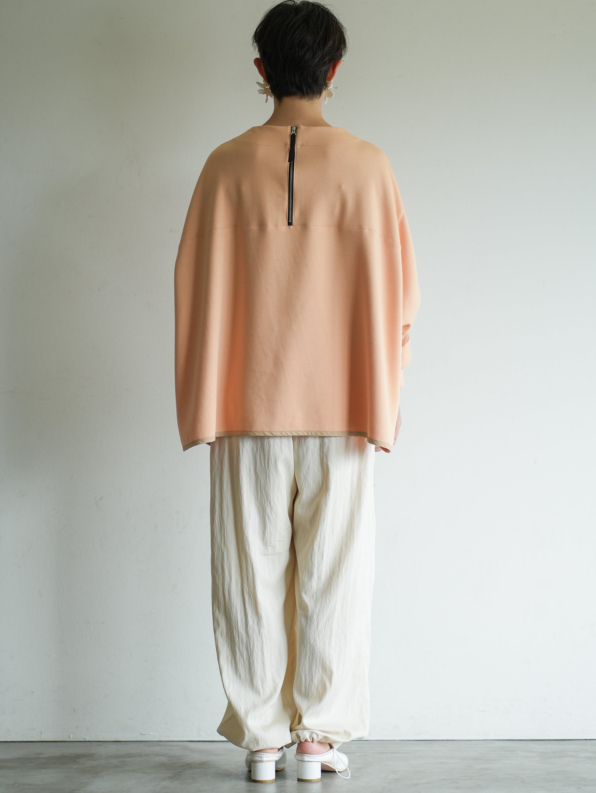 Sheer sleeve flare pullover