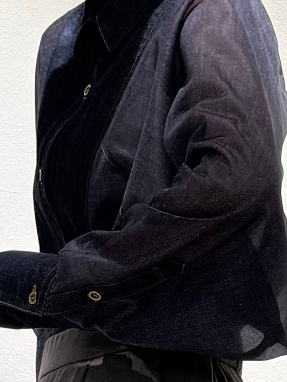 Sheer denim bosom shirt