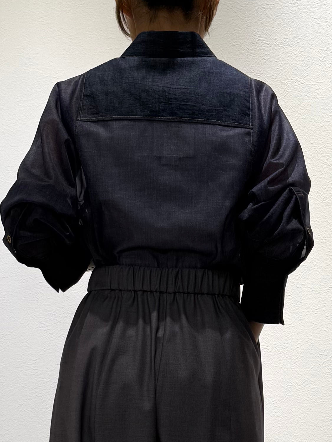Sheer denim bosom shirt