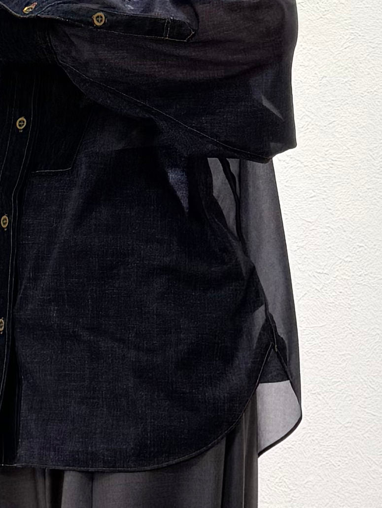 Sheer denim bosom shirt