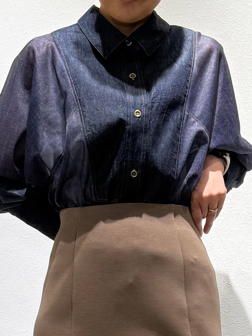 Sheer denim bosom shirt