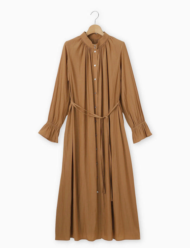 Stand collar shirt dress