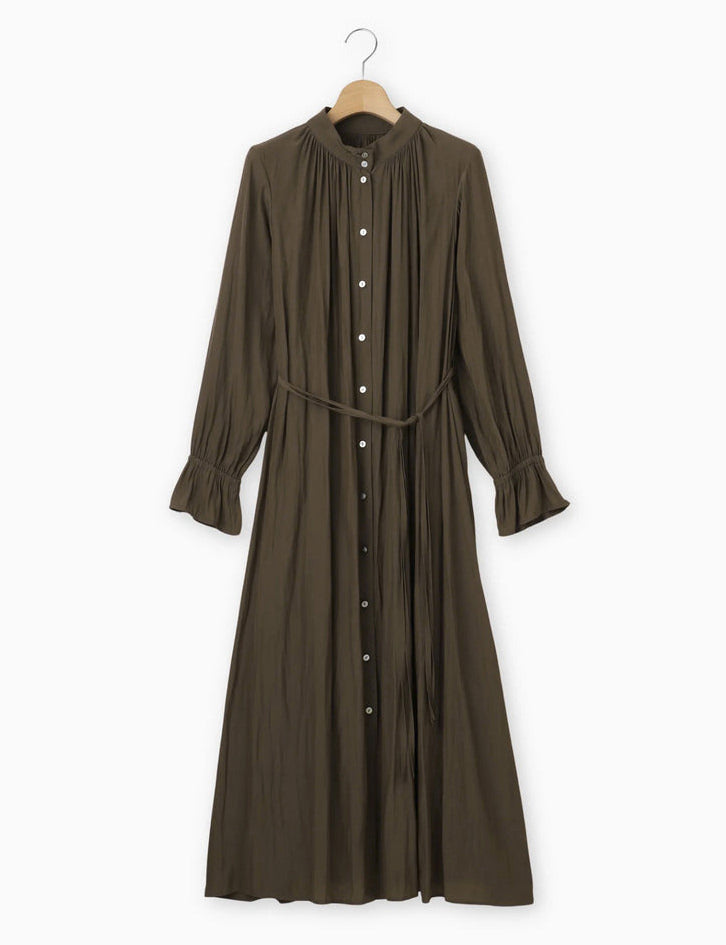 Stand collar shirt dress