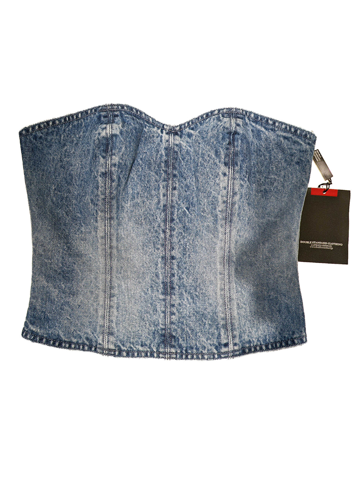 Ruched denim bustier