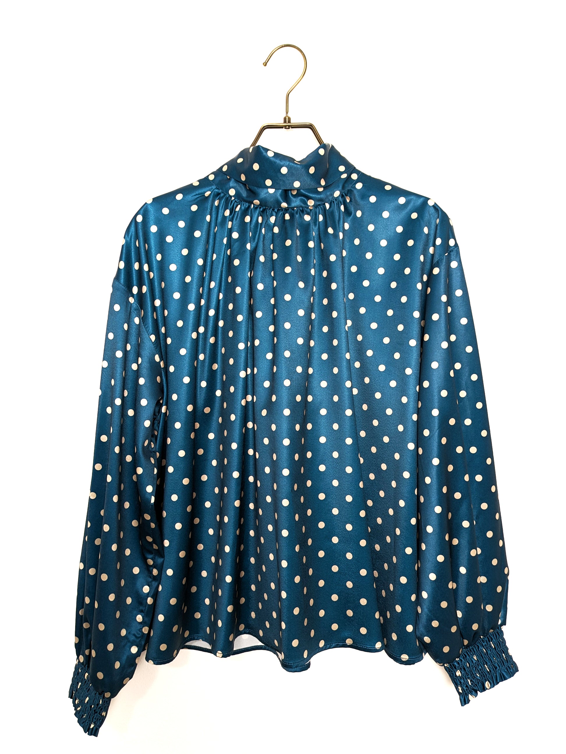 2WAY Polka dot satin blouse