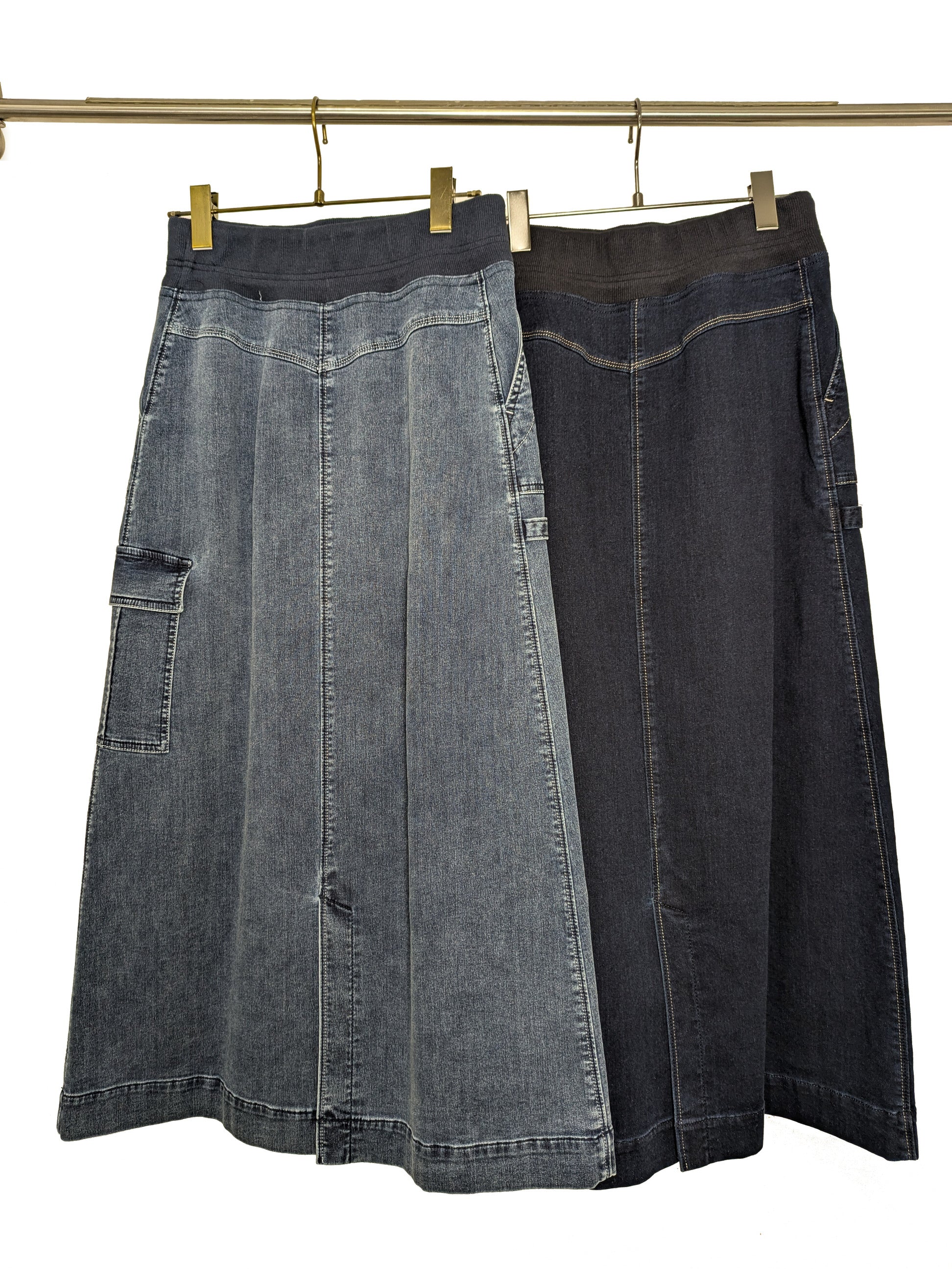 Ribbed waist denim skirt(ISKO)