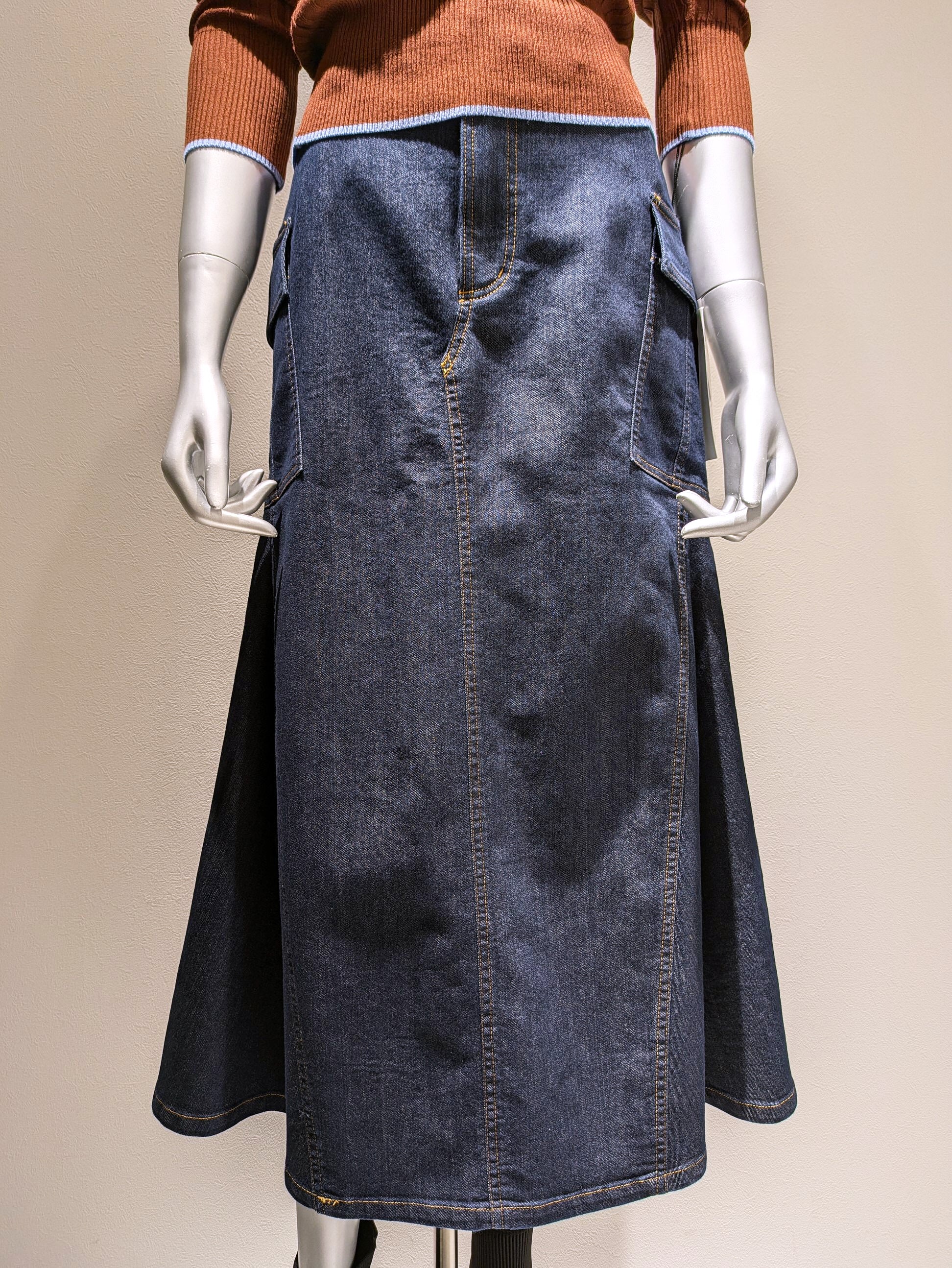 Denim cargo skirt