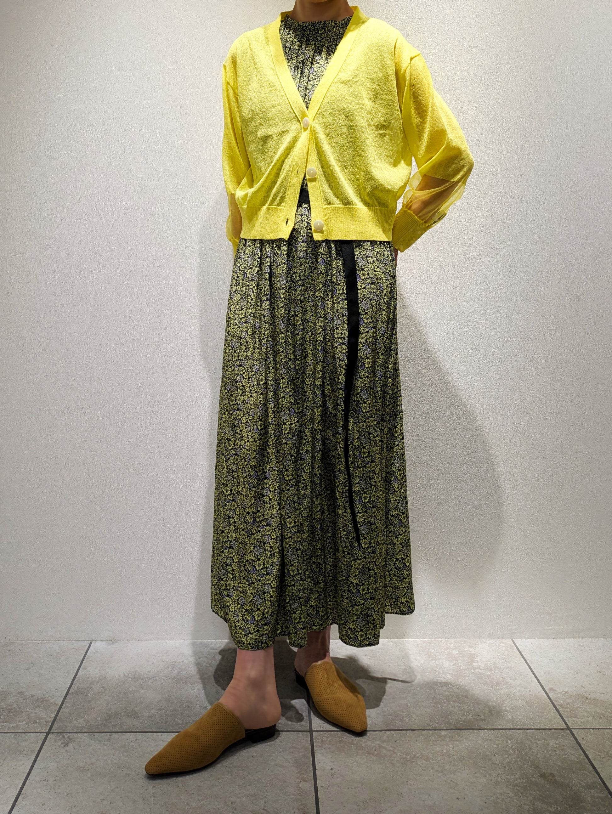 Flower print gathered dress