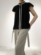 Lace ribbon tuck blouse
