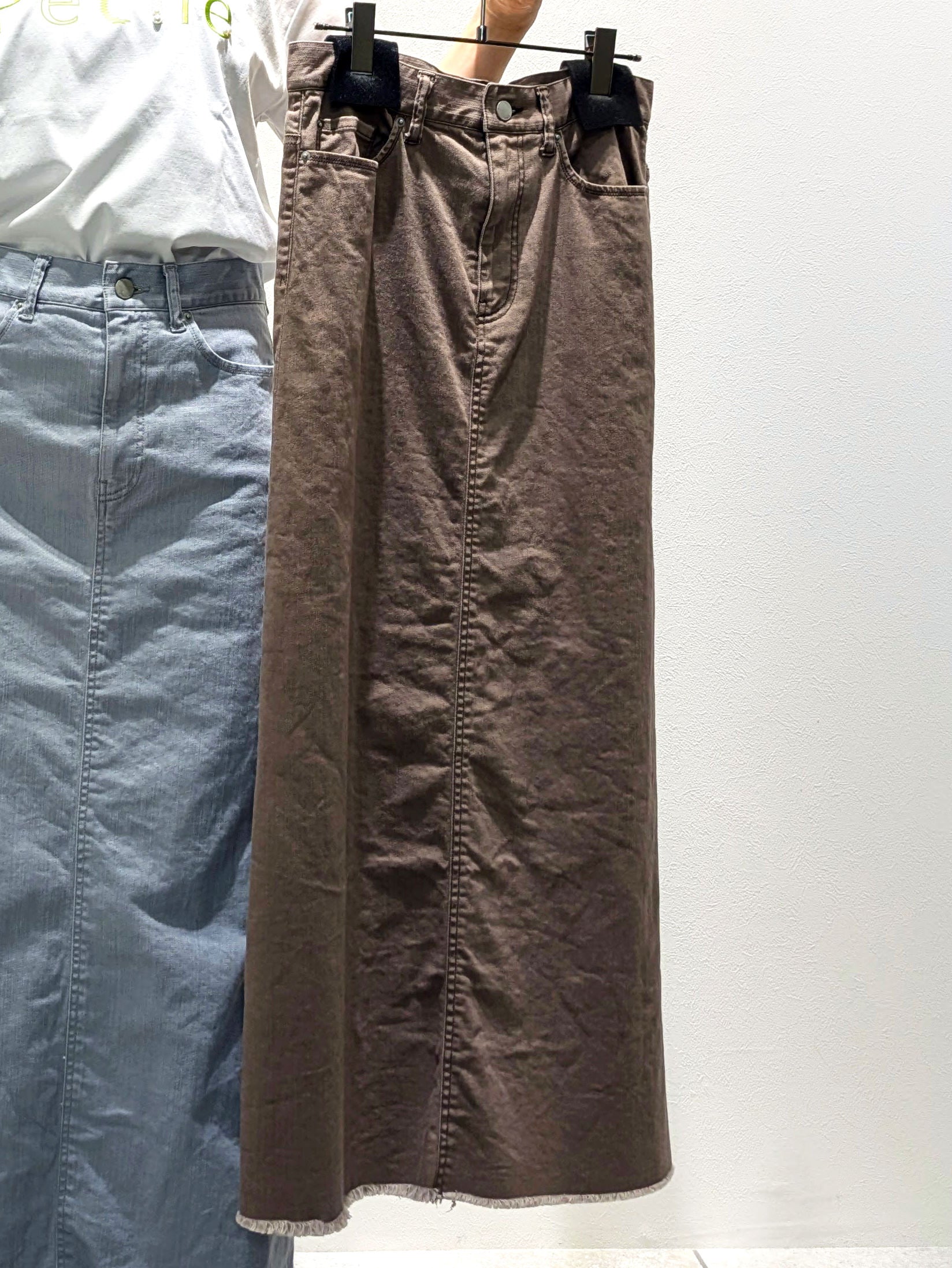 Denim maxi tight skirt