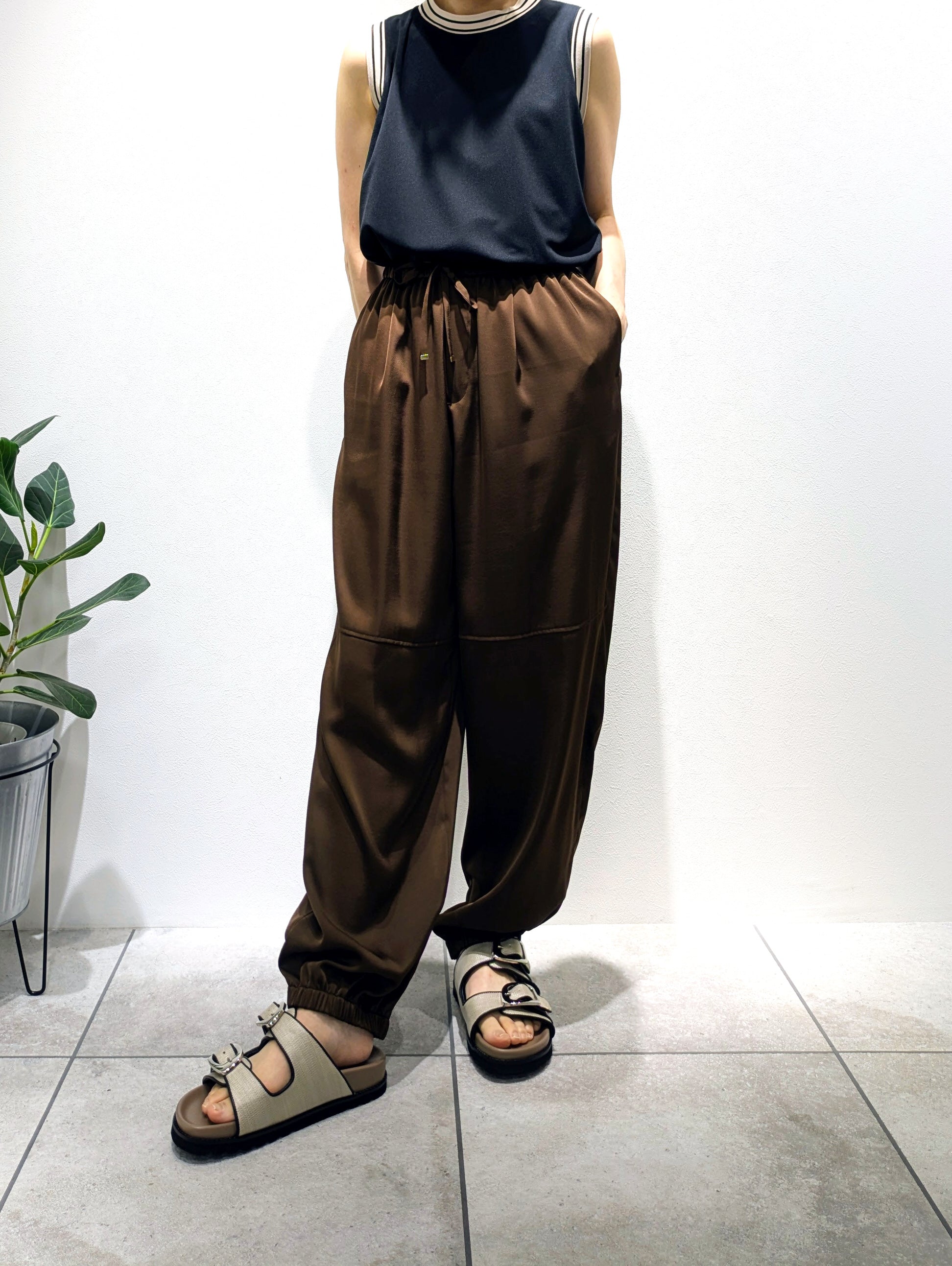 Soft satin jogger pants