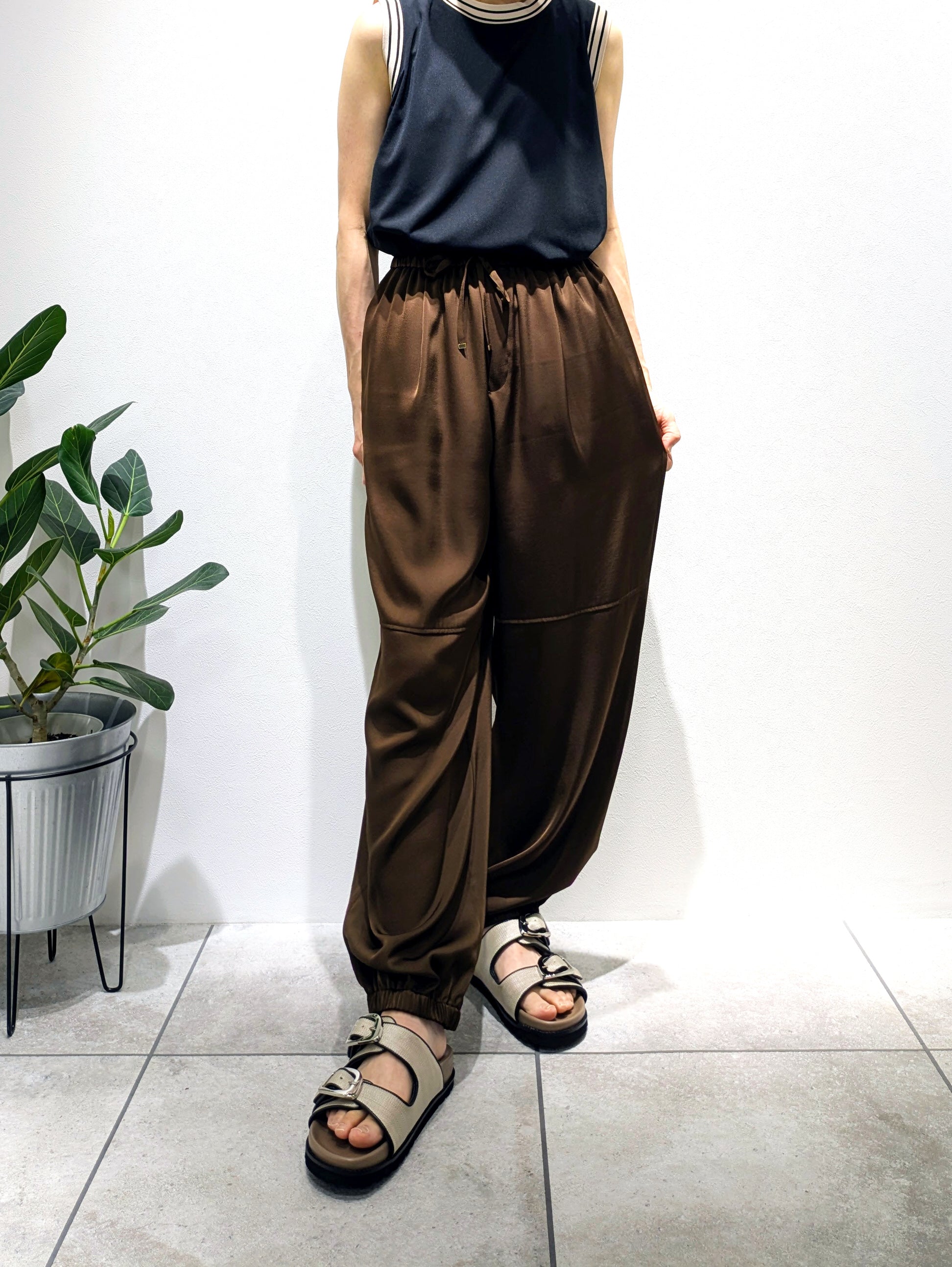 Soft satin jogger pants