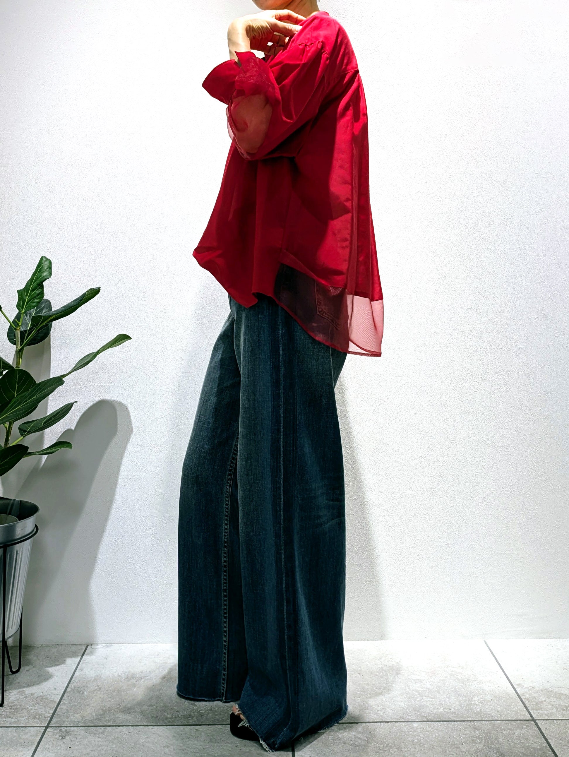 Cotton silk sheer blouse