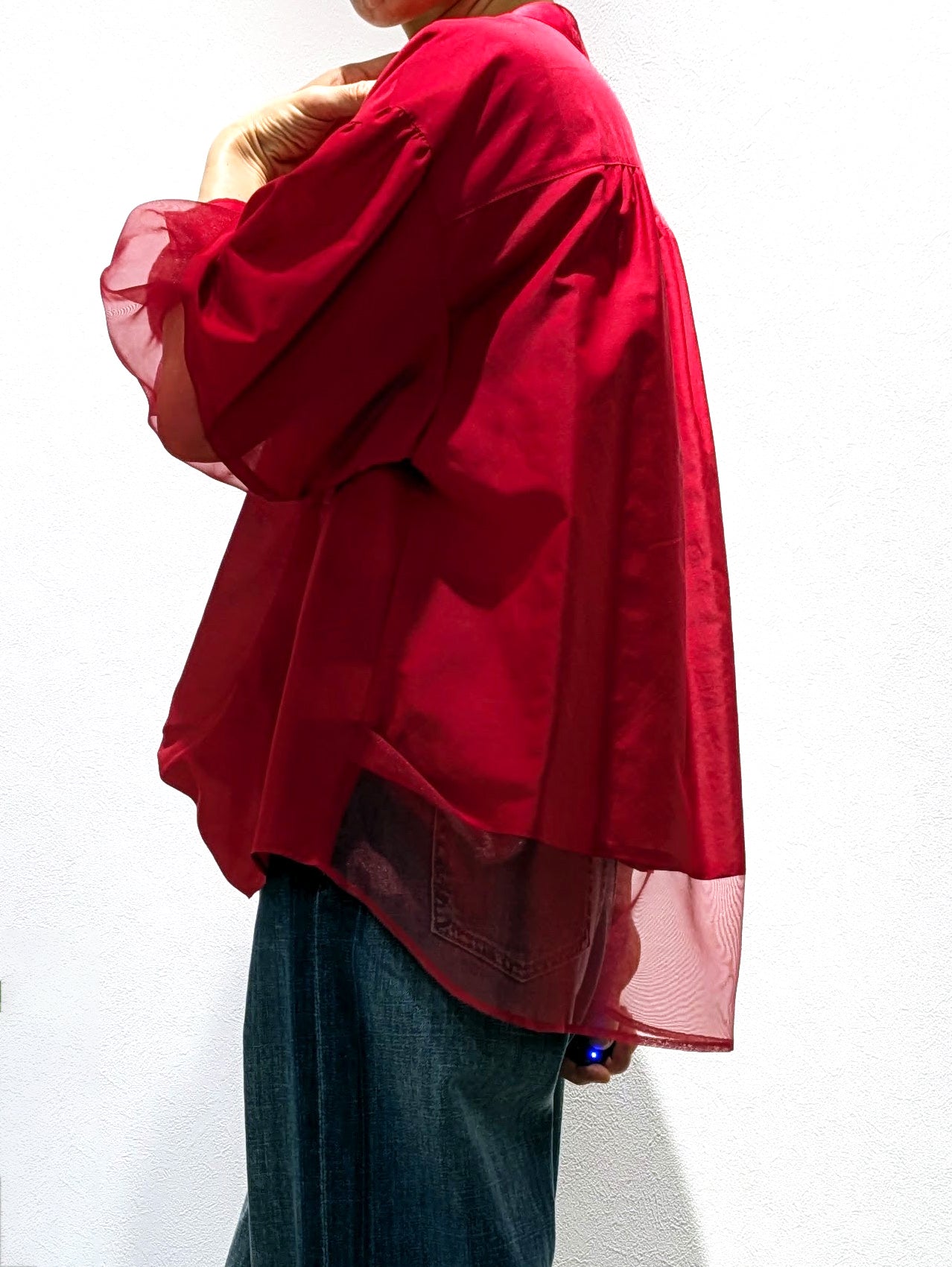 Cotton silk sheer blouse