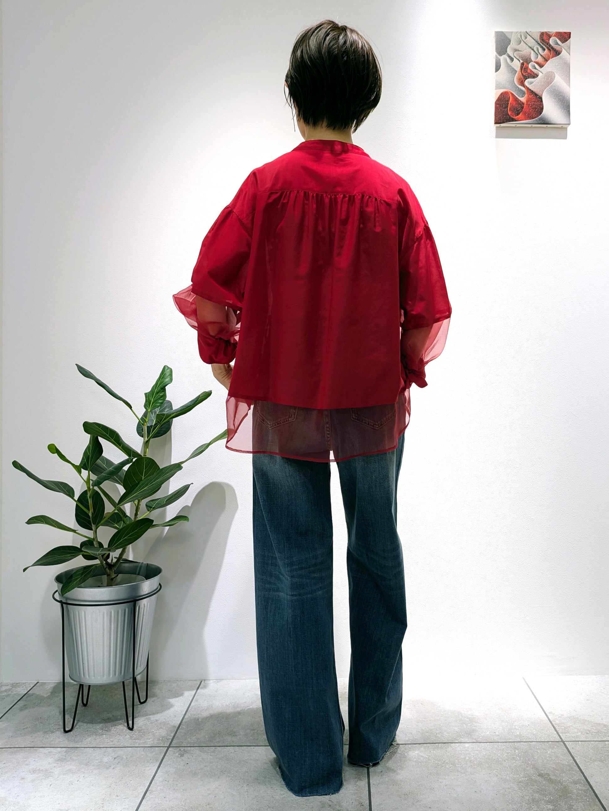 Cotton silk sheer blouse