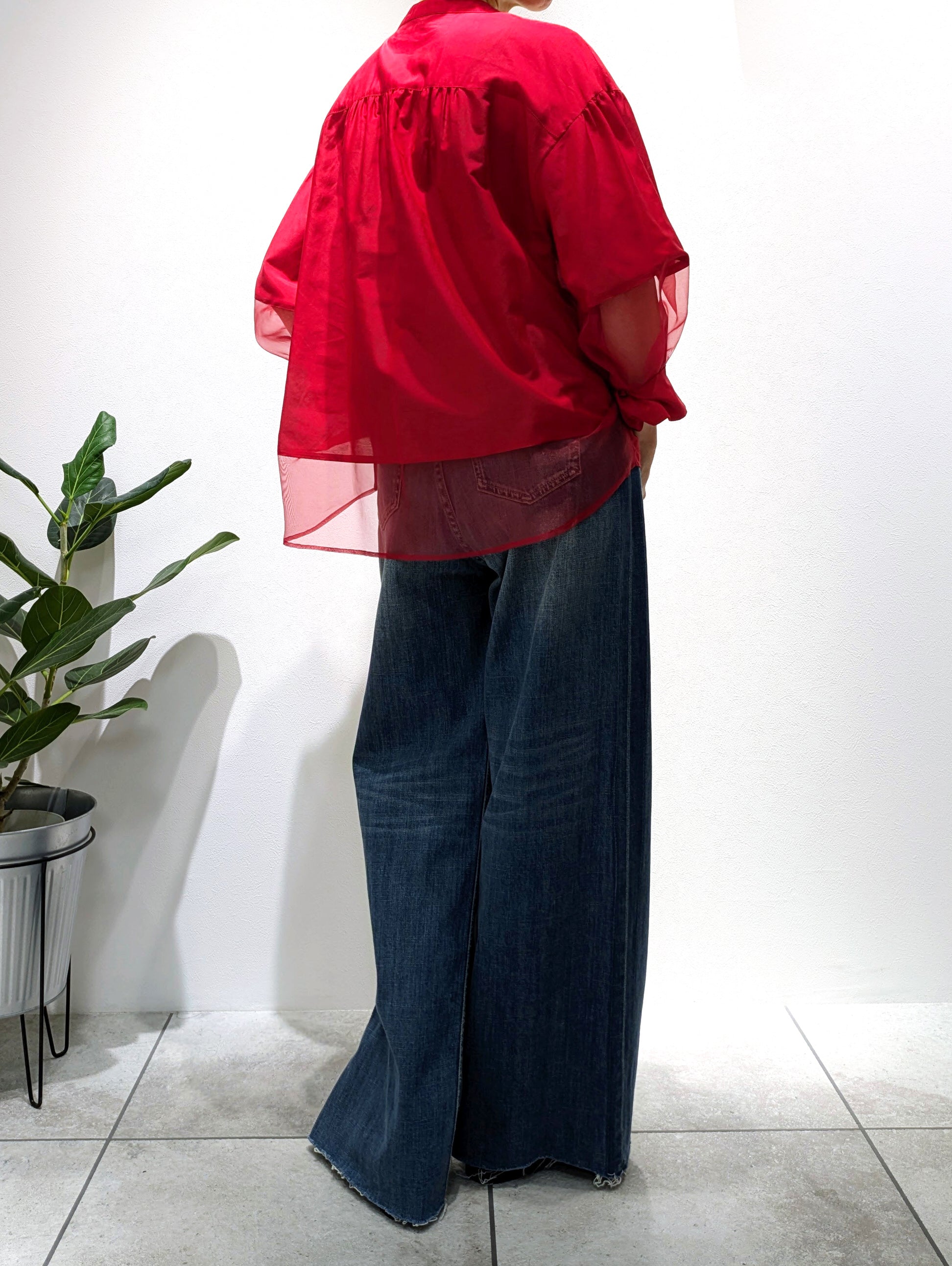 Cotton silk sheer blouse