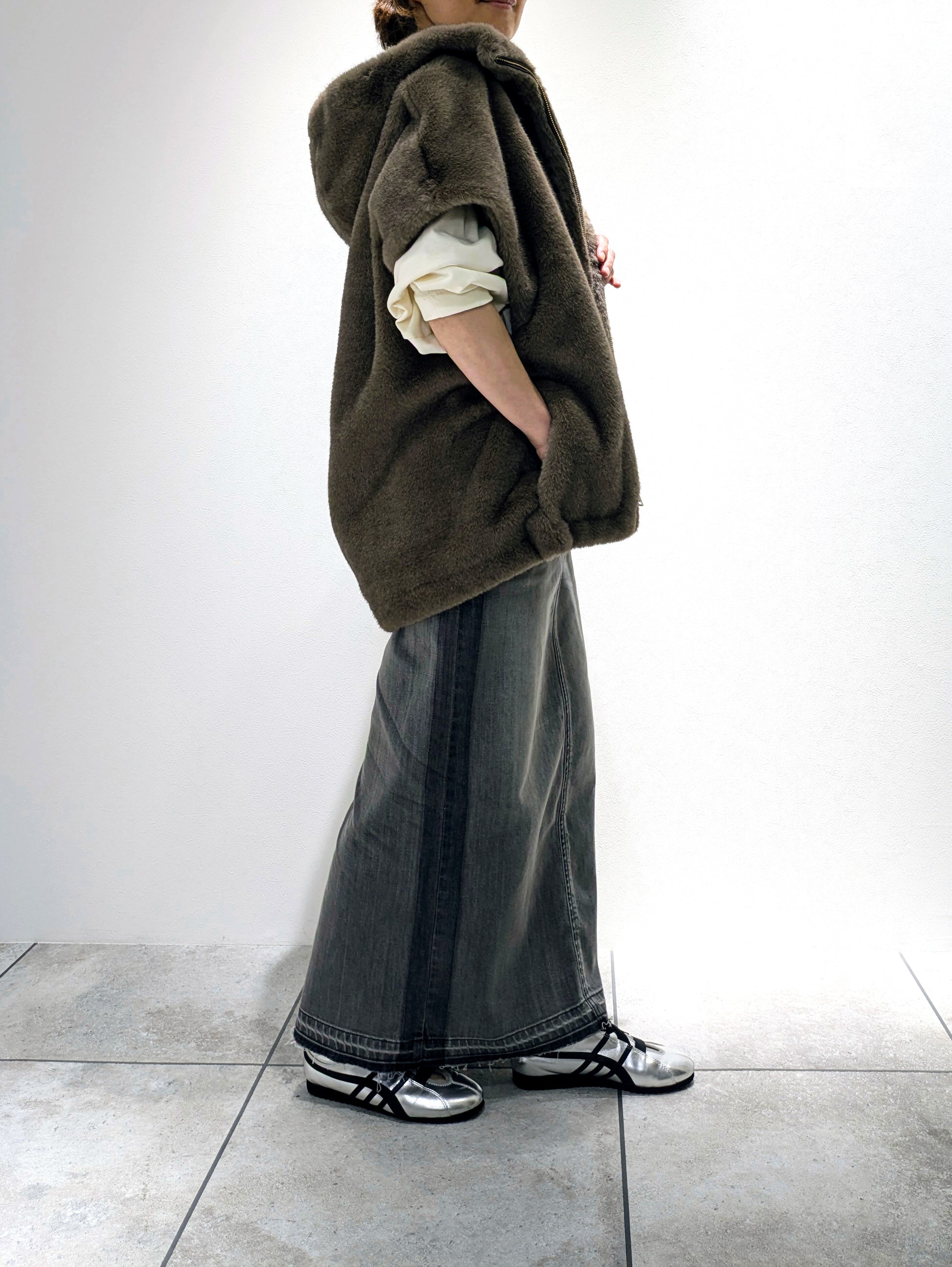 Hooded eco-fur jacket