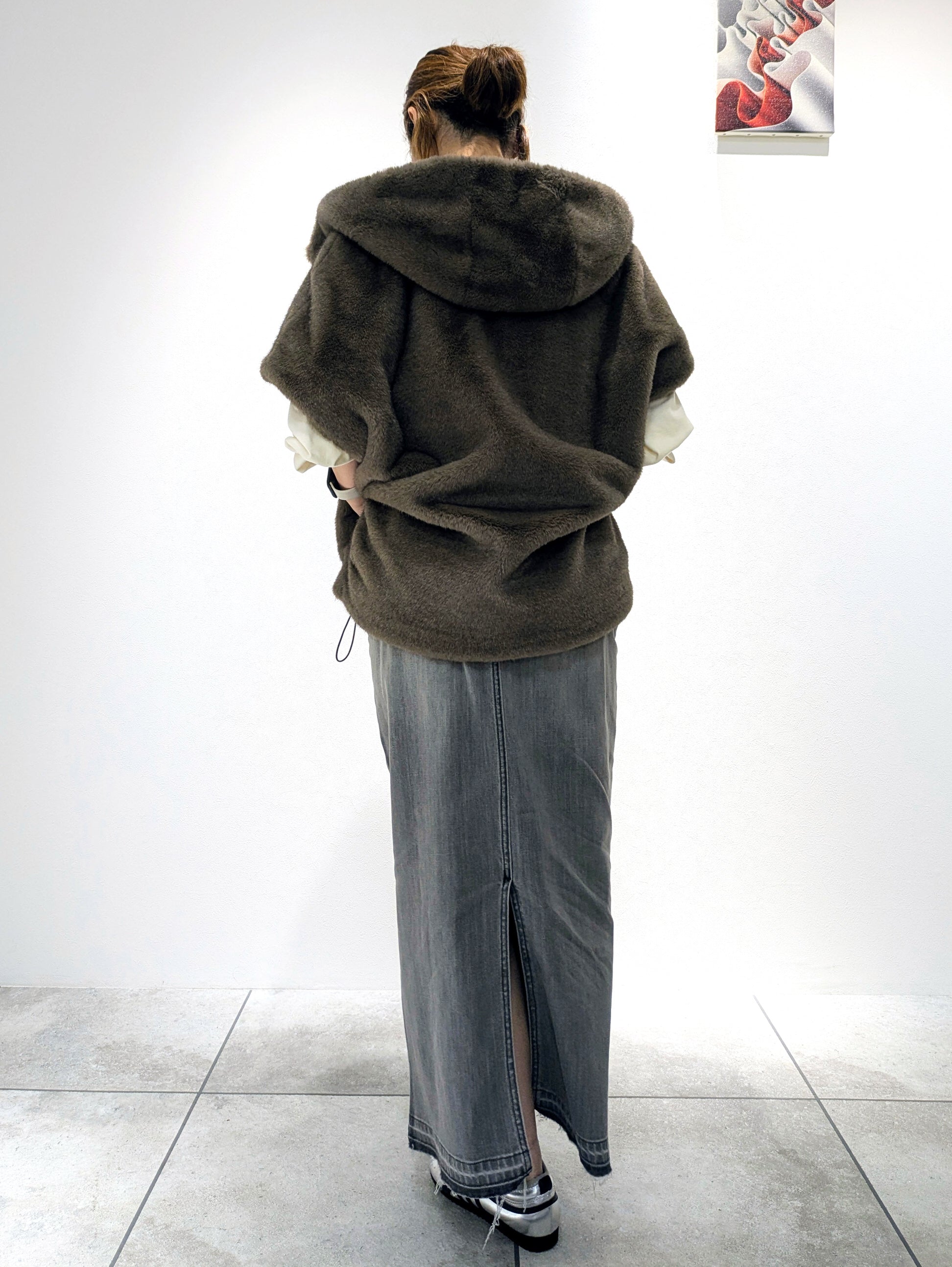Hooded eco-fur jacket