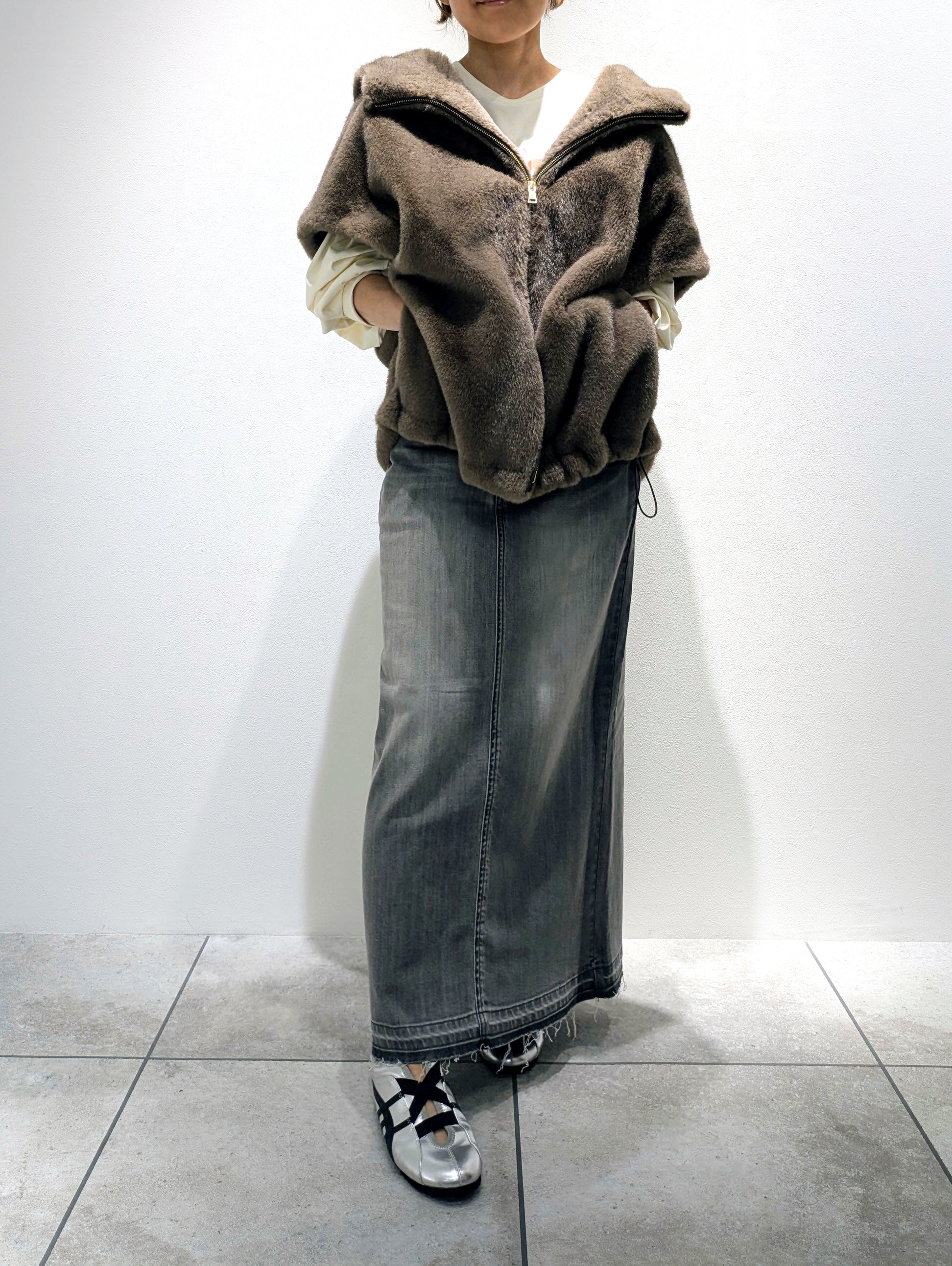Hooded eco-fur jacket