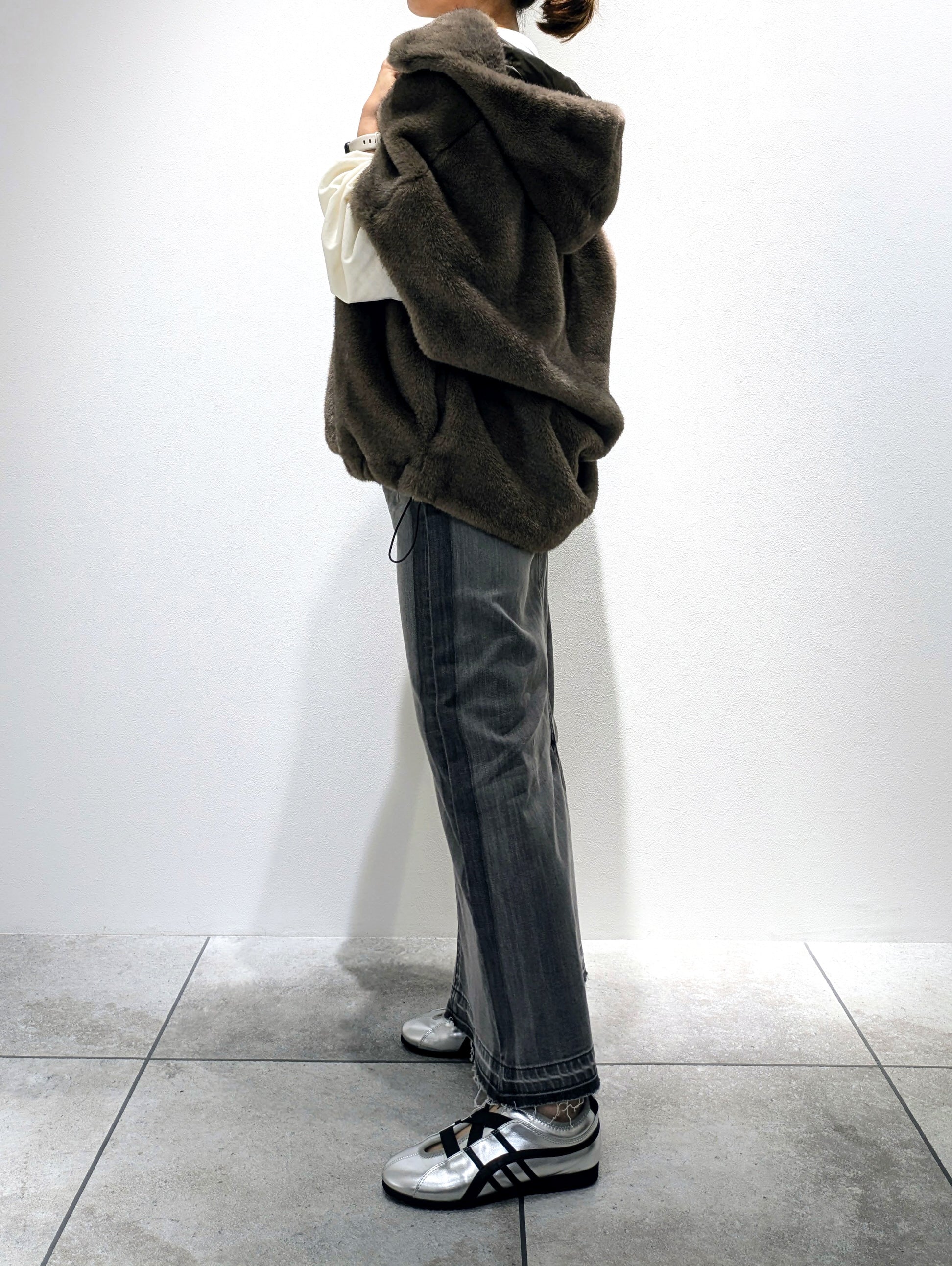 Hooded eco-fur jacket