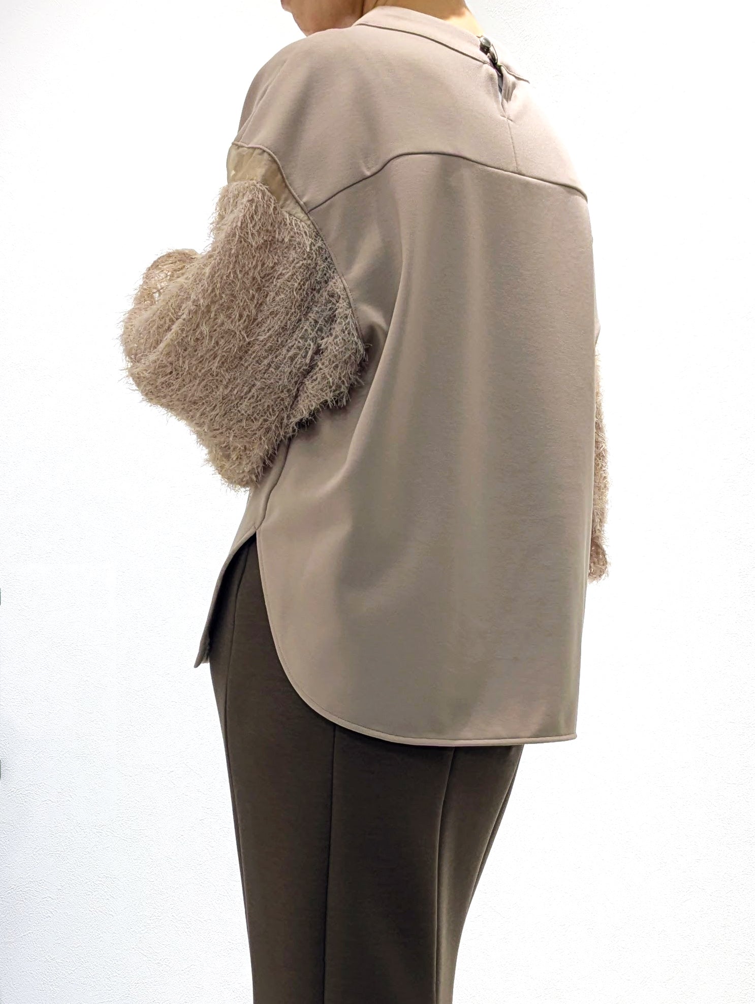 Jacquard Sleeve Pullover